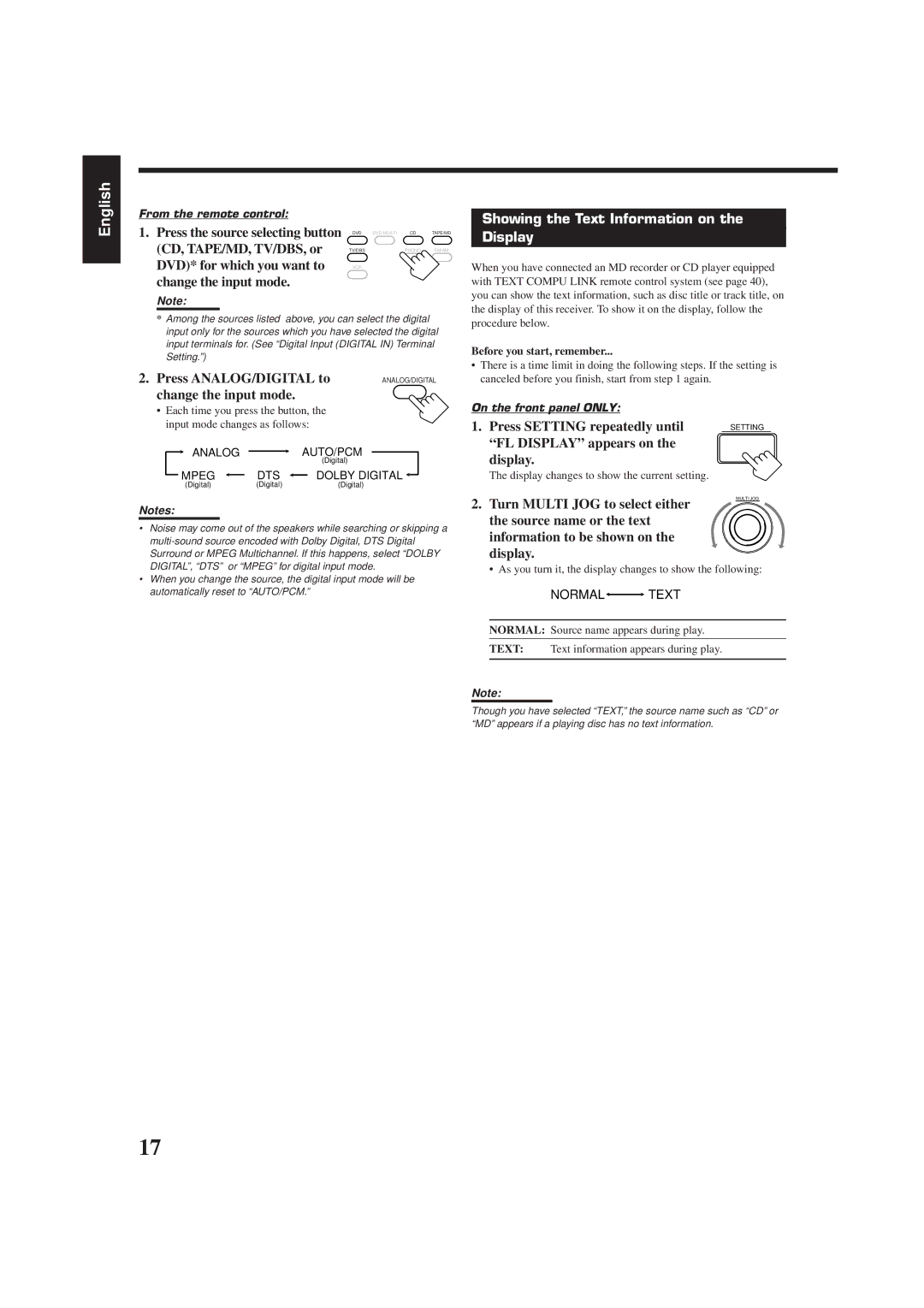 JVC RX-7000RBK manual Showing the Text Information on Display 