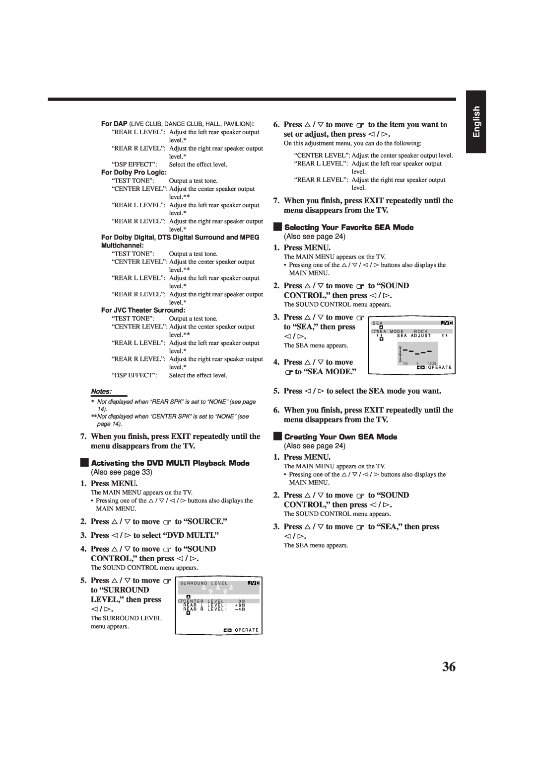 JVC RX-7000RBK manual English, Press MENU 