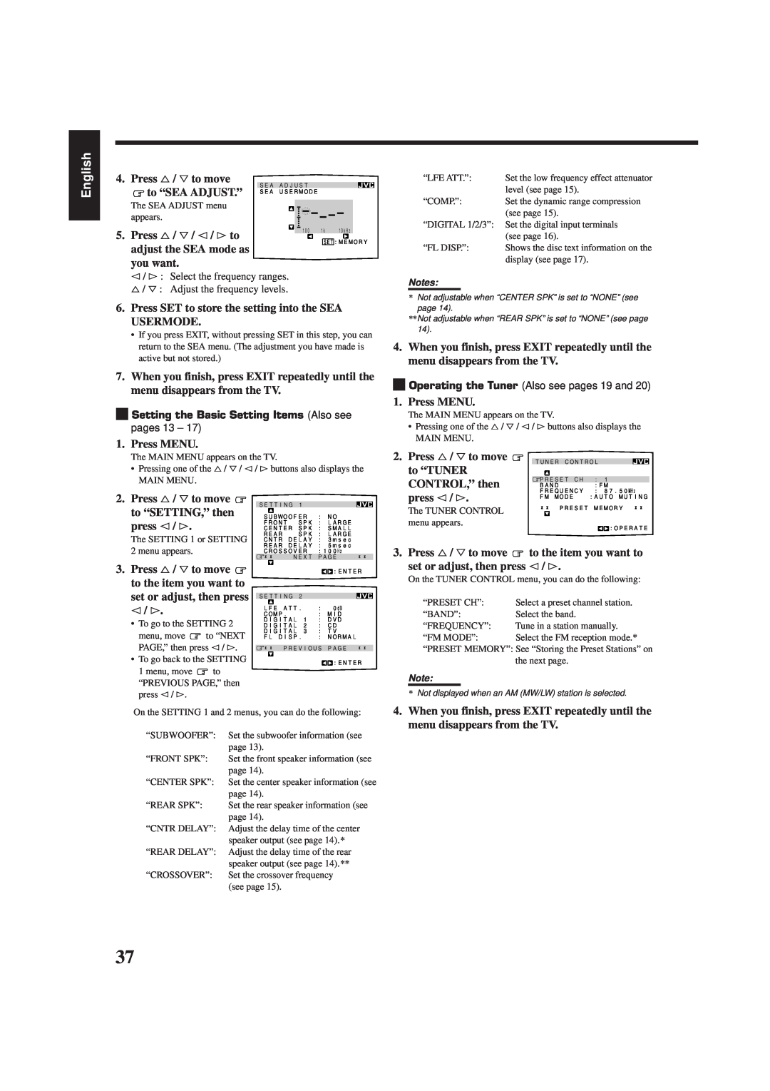 JVC RX-7000RBK manual English, Press MENU 