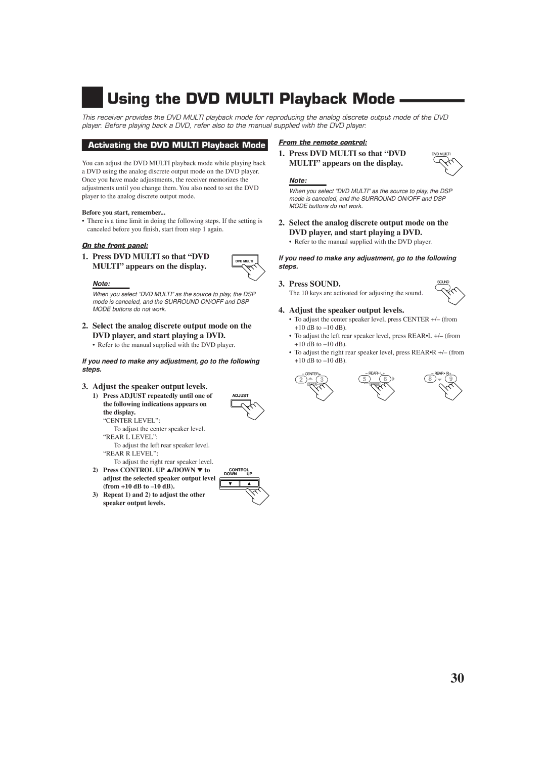 JVC RX-7012RSL Using the DVD Multi Playback Mode, Activating the DVD Multi Playback Mode, Press DVD Multi so that DVD 