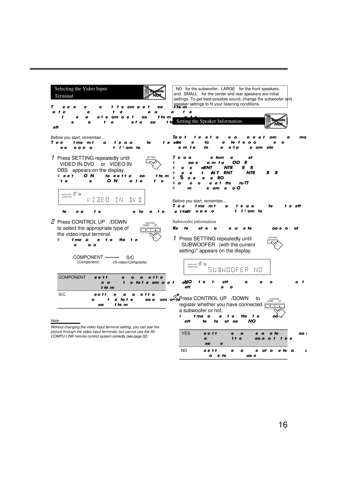 JVC RX-7022VSL manual Selecting the Video Input, Terminal, Setting the Speaker Information Remote 