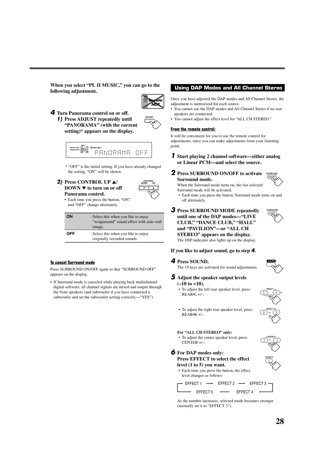 JVC RX-7022VSL manual Using DAP Modes and All Channel Stereo 