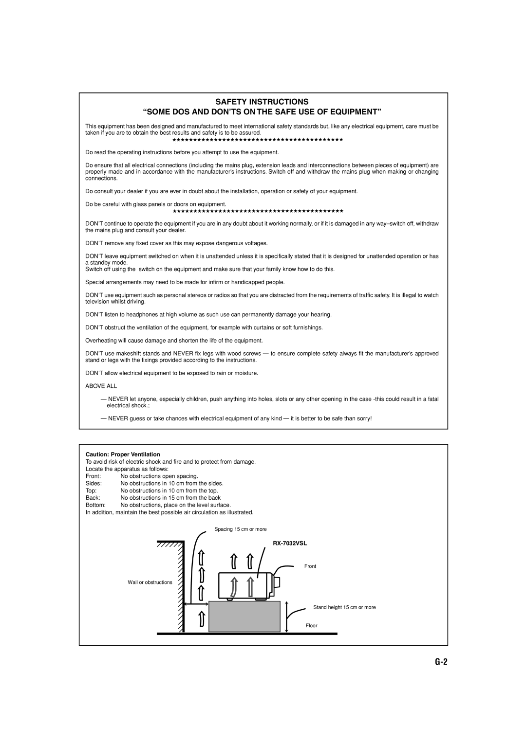 JVC RX-7032VSL manual Safety Instructions 