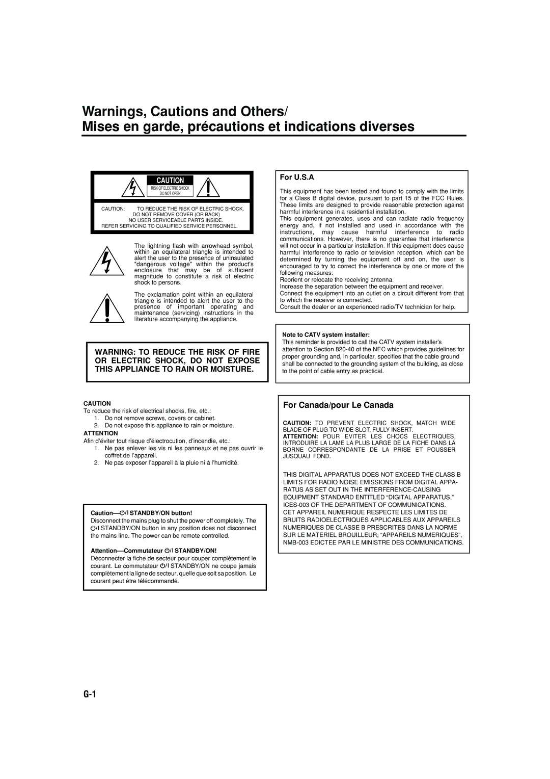 JVC RX-7040B, RX-7042S manual Mises en garde, précautions et indications diverses 