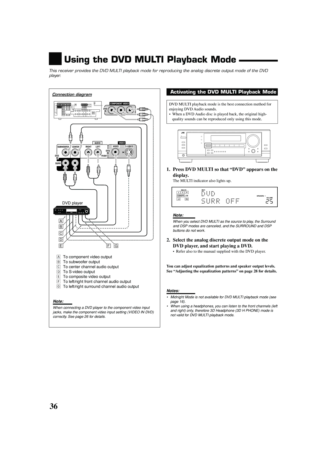 JVC RX-7040B, RX-7042S manual Using the DVD Multi Playback Mode, Activating the DVD Multi Playback Mode 