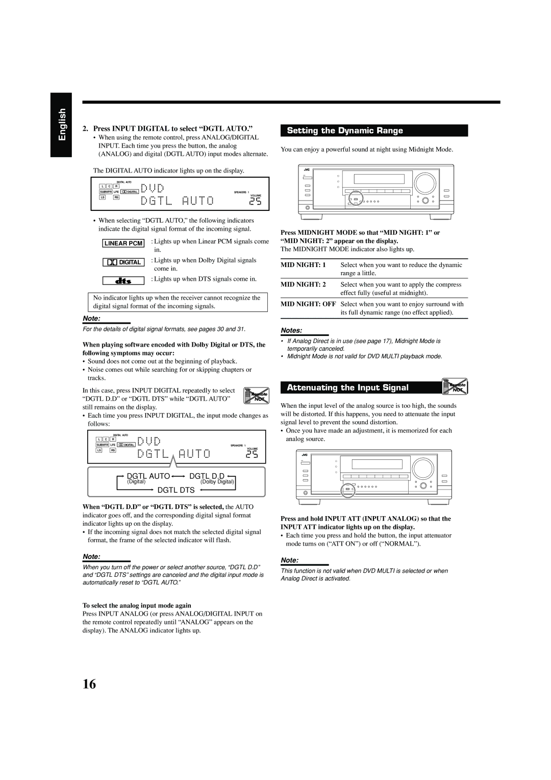 JVC RX-7042S, RX-7040B manual Attenuating the Input Signal 