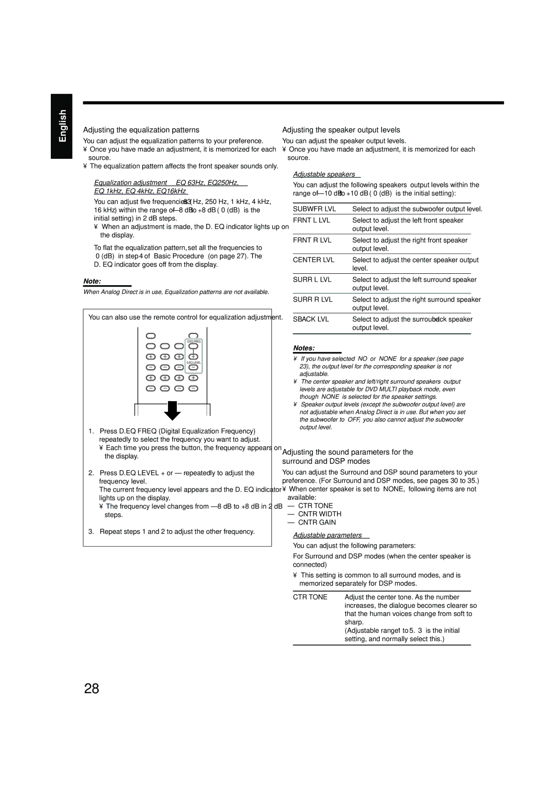 JVC RX-7042S, RX-7040B manual Adjusting the equalization patterns 