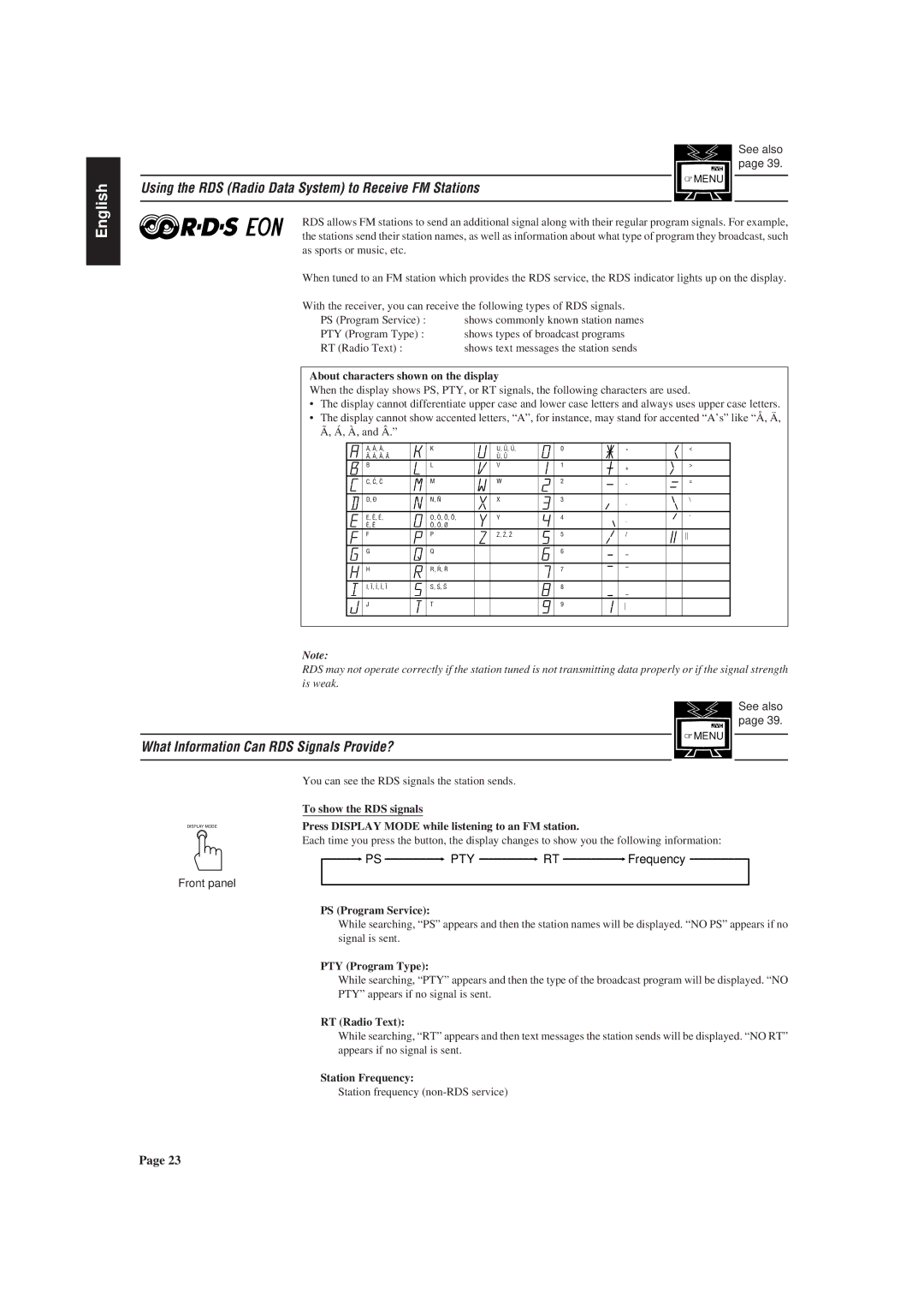 JVC RX-730R manual Using the RDS Radio Data System to Receive FM Stations, What Information Can RDS Signals Provide?, Pty 