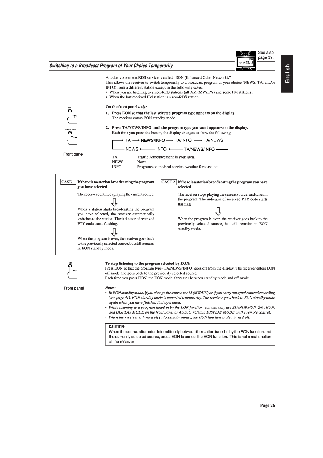 JVC RX-730RBK manual Ta News/Info Ta/Info Ta/News, Ta/News/Info, English 