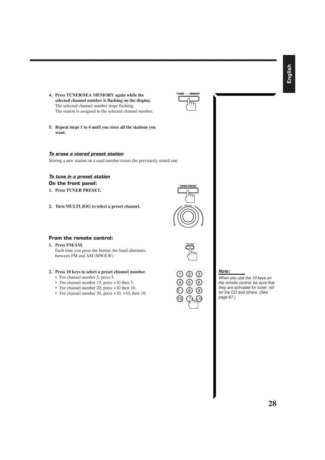 JVC RX-774RBK manual To erase a stored preset station, To tune in a preset station 