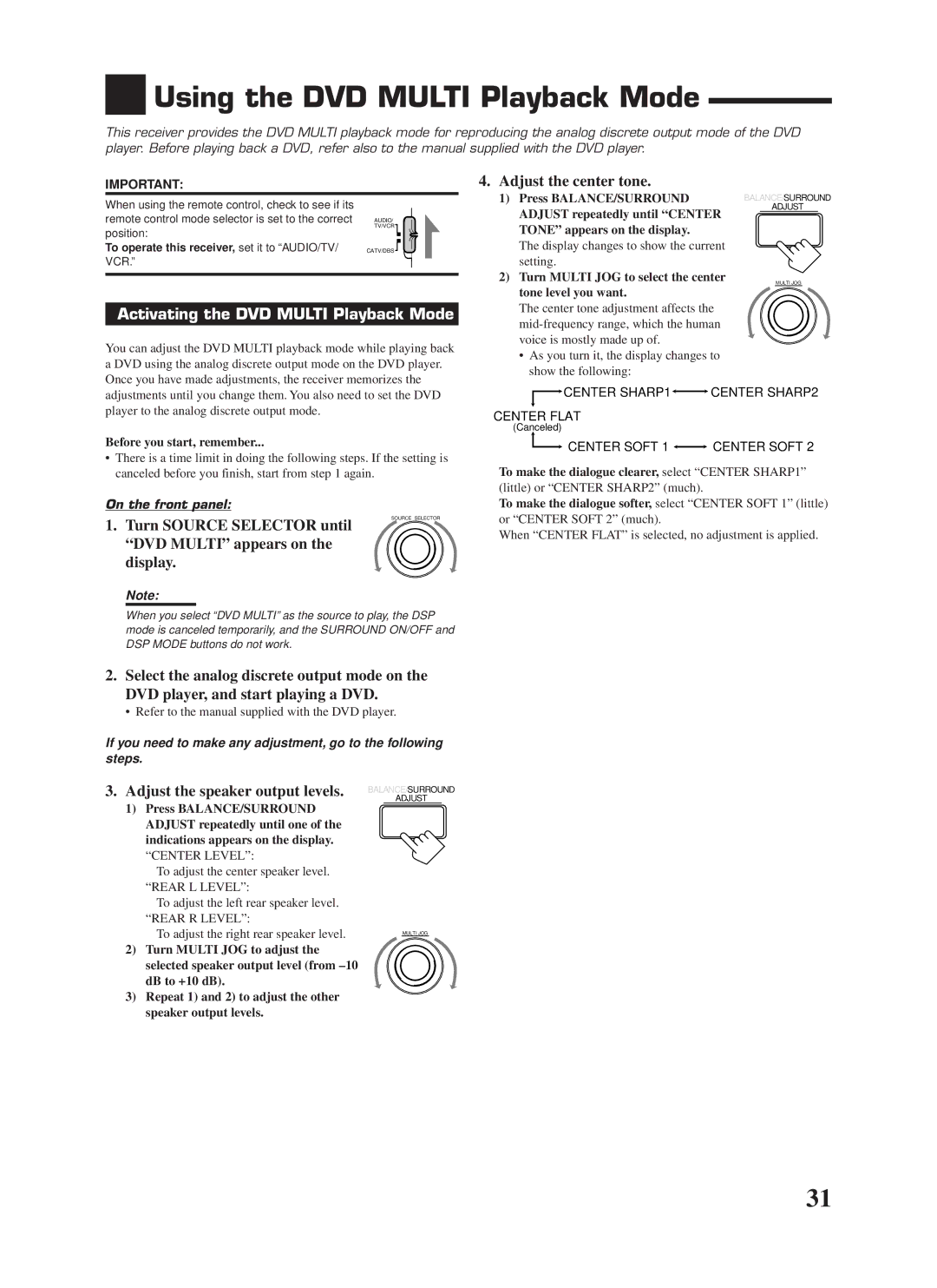 JVC RX-8000VBK manual Using the DVD Multi Playback Mode, Activating the DVD Multi Playback Mode 