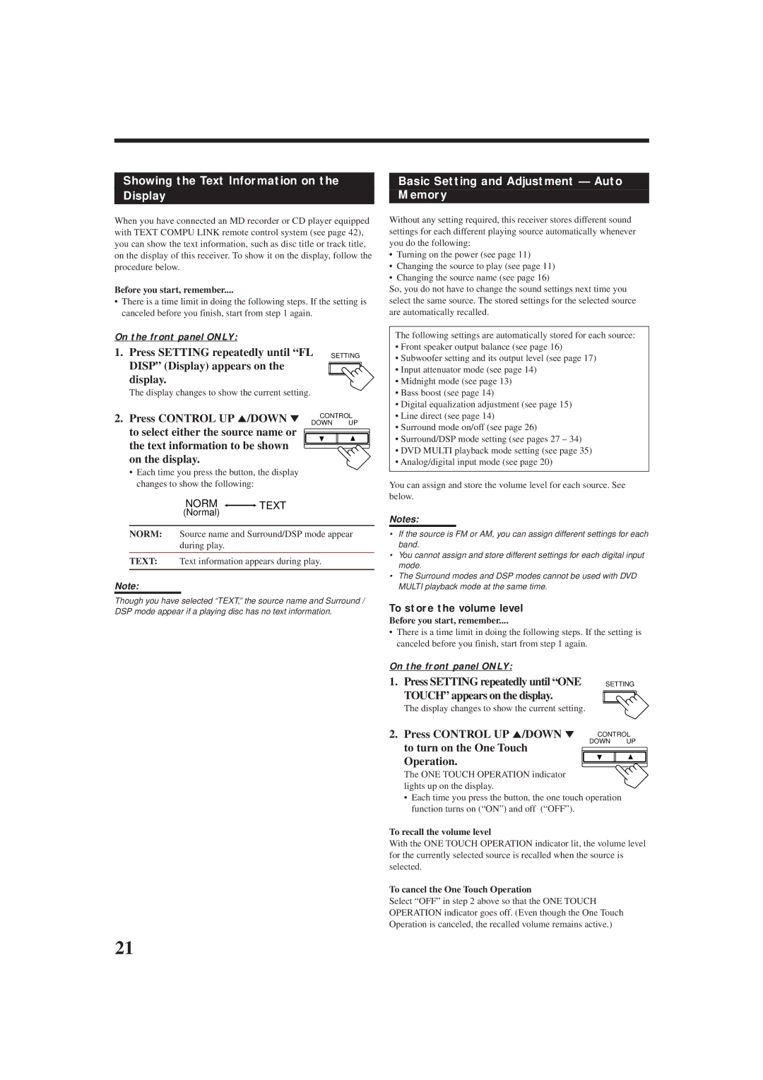 JVC rx-8010vbk manual Showing the Text Information on Display, Basic Setting and Adjustment Auto Memory 