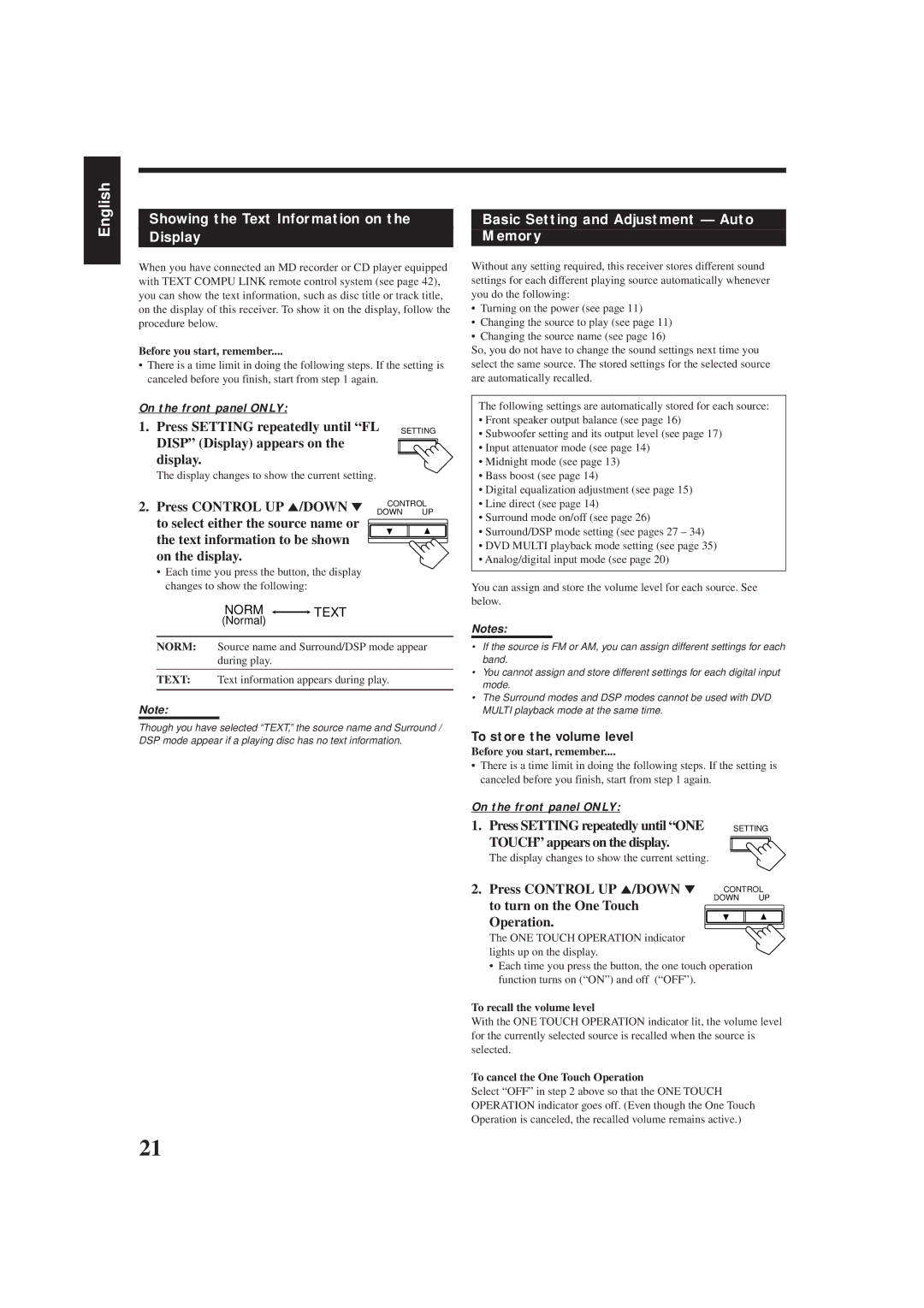 JVC RX-8012VSL manual Showing the Text Information on Display, Basic Setting and Adjustment Auto Memory 