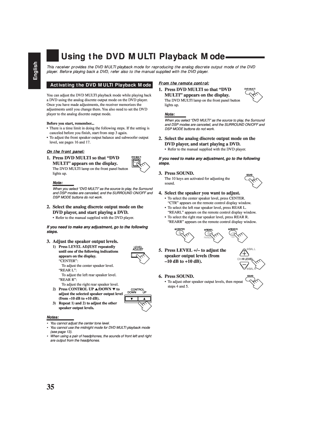 JVC RX-8012VSL manual Using the DVD MULTI Playback Mode, English, Activating the DVD MULTI Playback Mode 