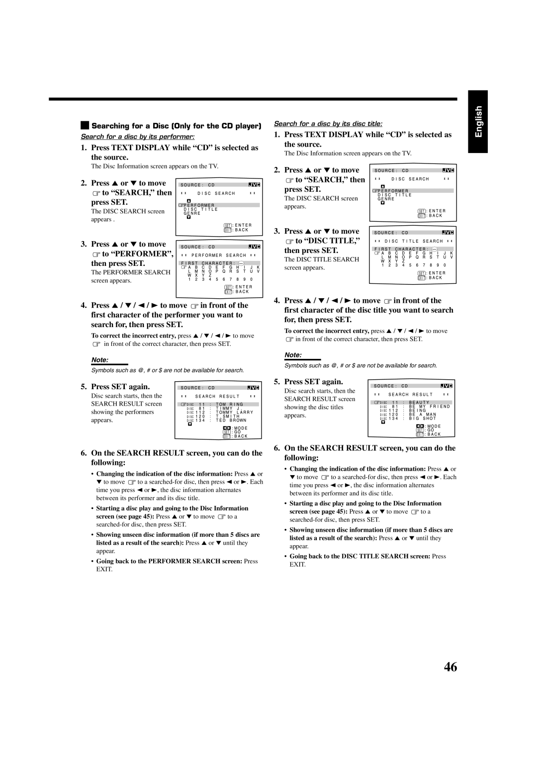 JVC RX-8020VBK manual Press Text Display while CD is selected as the source 