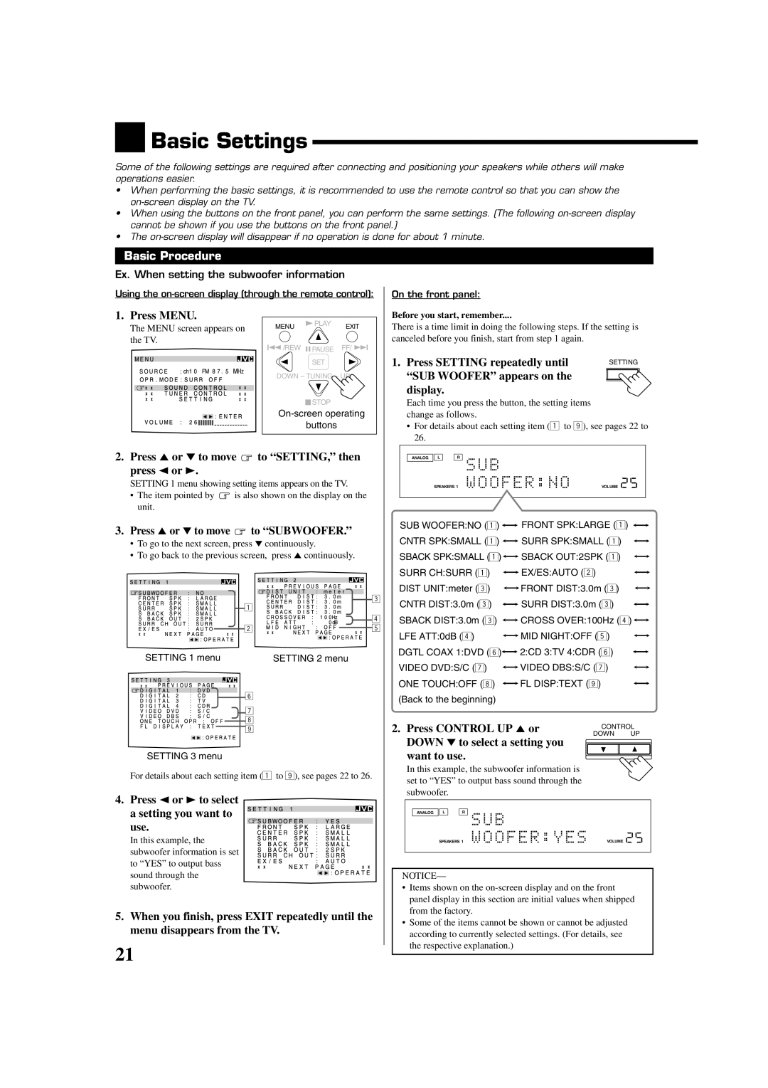 JVC RX-8020VBK manual Basic Settings, Basic Procedure 