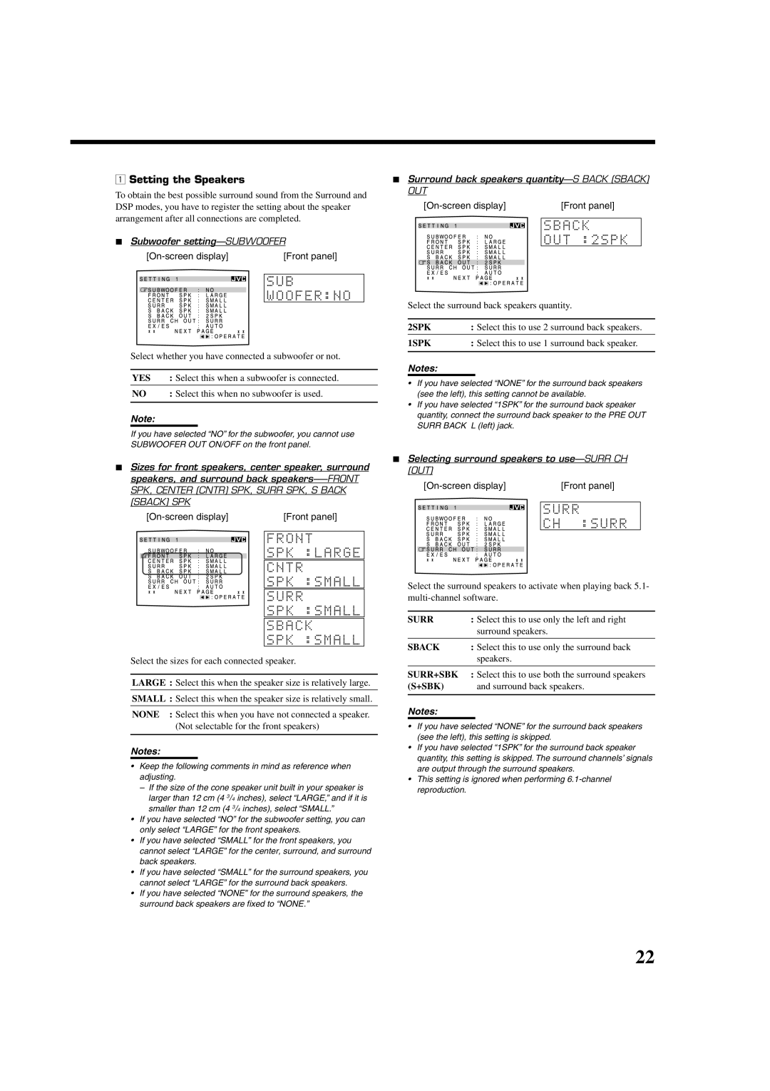 JVC RX-8020VBK manual Setting the Speakers 