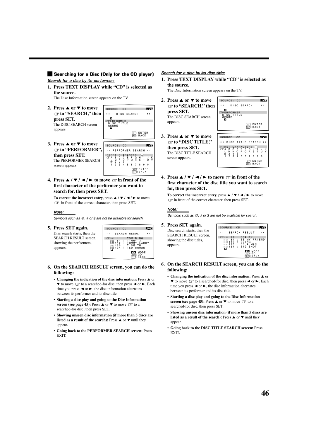 JVC RX-8020VBK manual Press Text Display while CD is selected as the source, Then press SET, Press SET again 