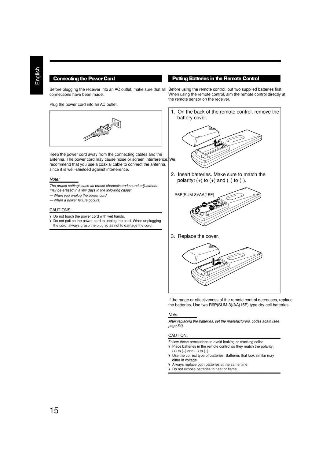 JVC RX-8020VBK manual Connecting the Power Cord 