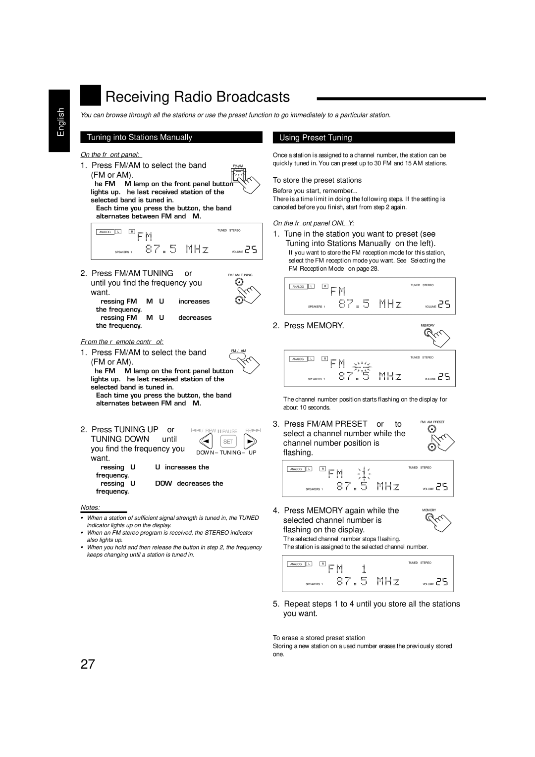 JVC RX-8020VBK manual Down Tuning UP 