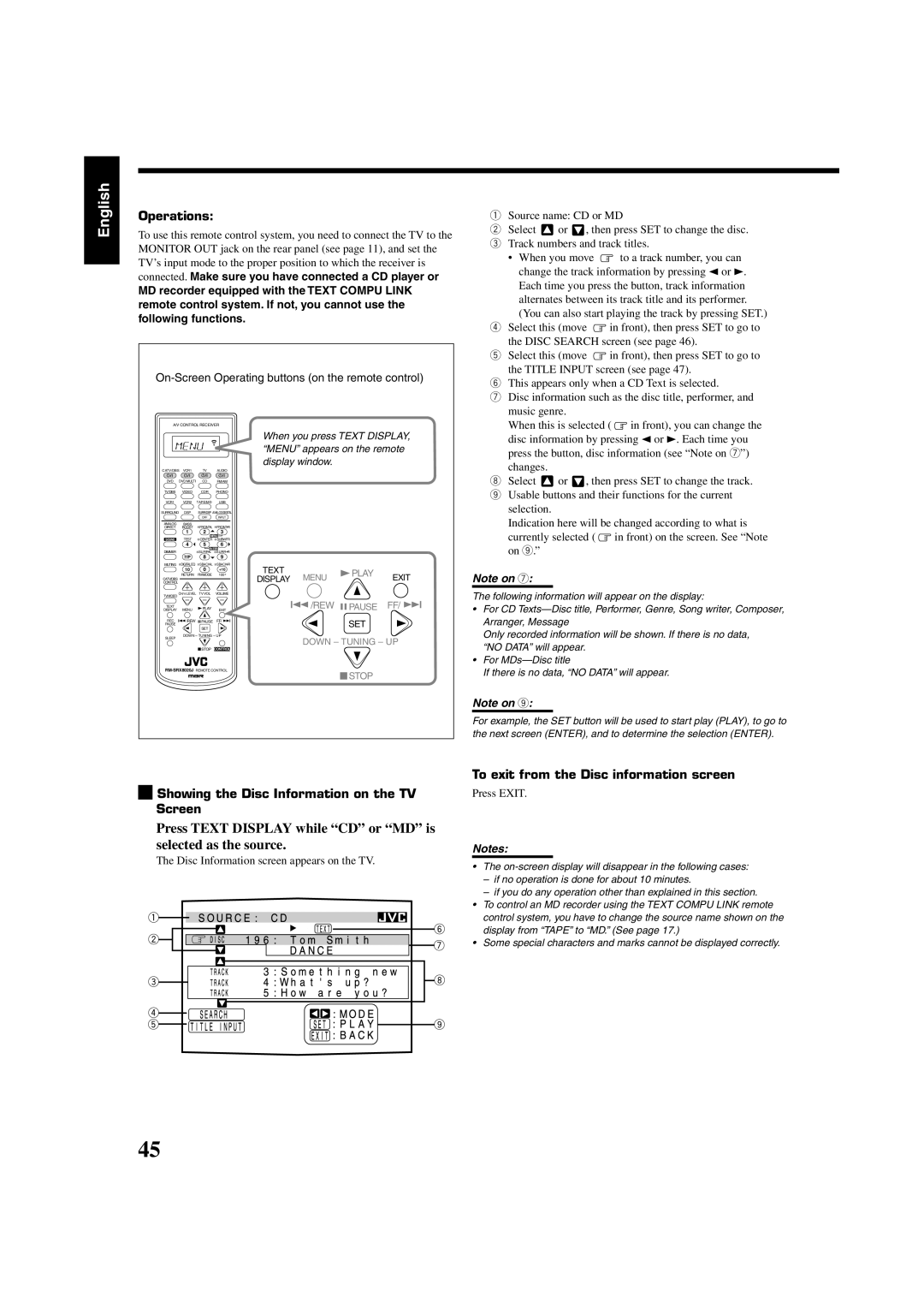 JVC RX-8020VBK manual English, Note on 