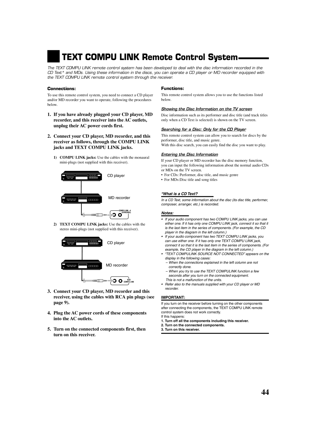 JVC RX-8020VBK manual TEXT COMPU LINK Remote Control System 