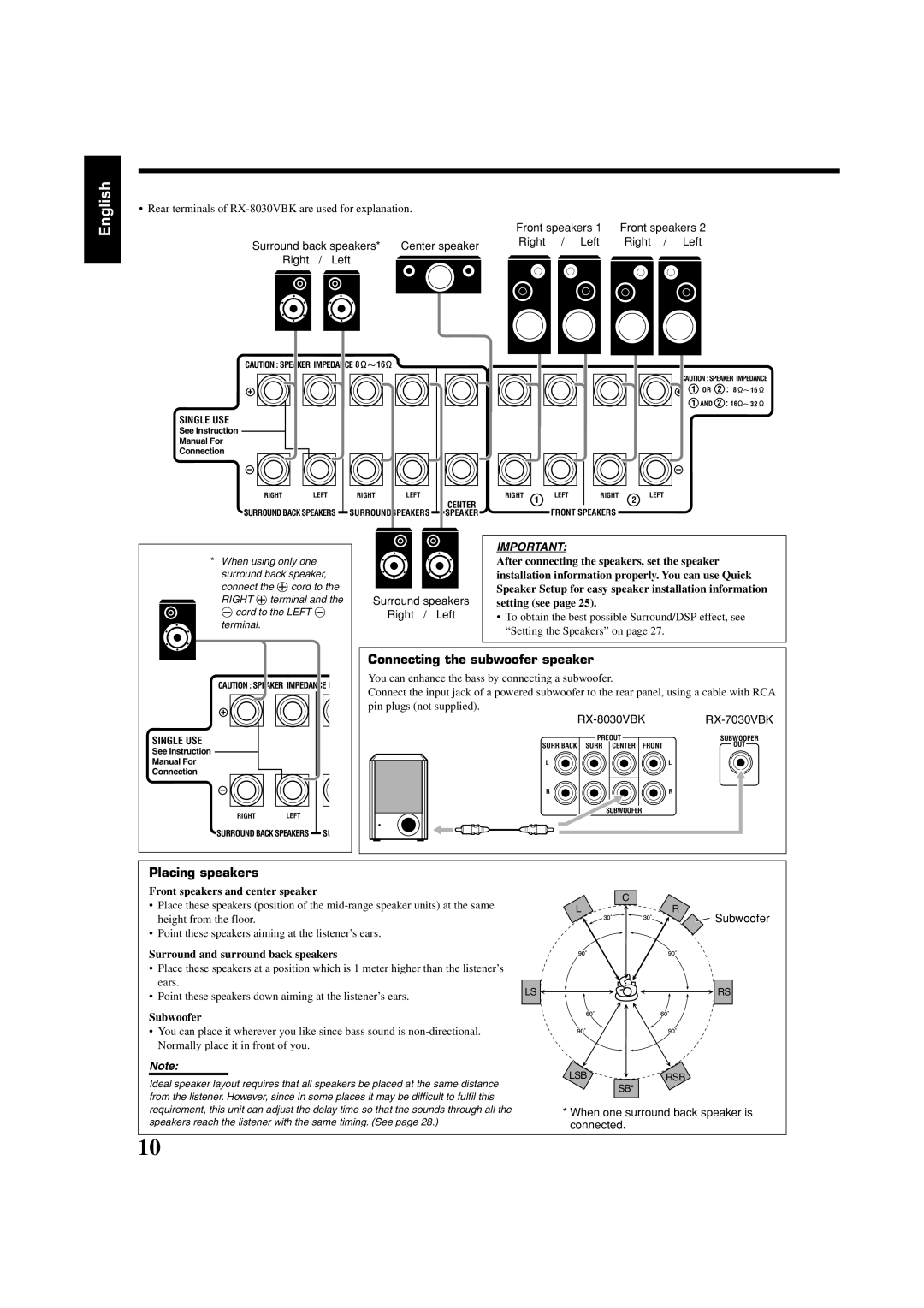 JVC RX-7030VBK manual After connecting the speakers, set the speaker, Installation information properly. You can use Quick 