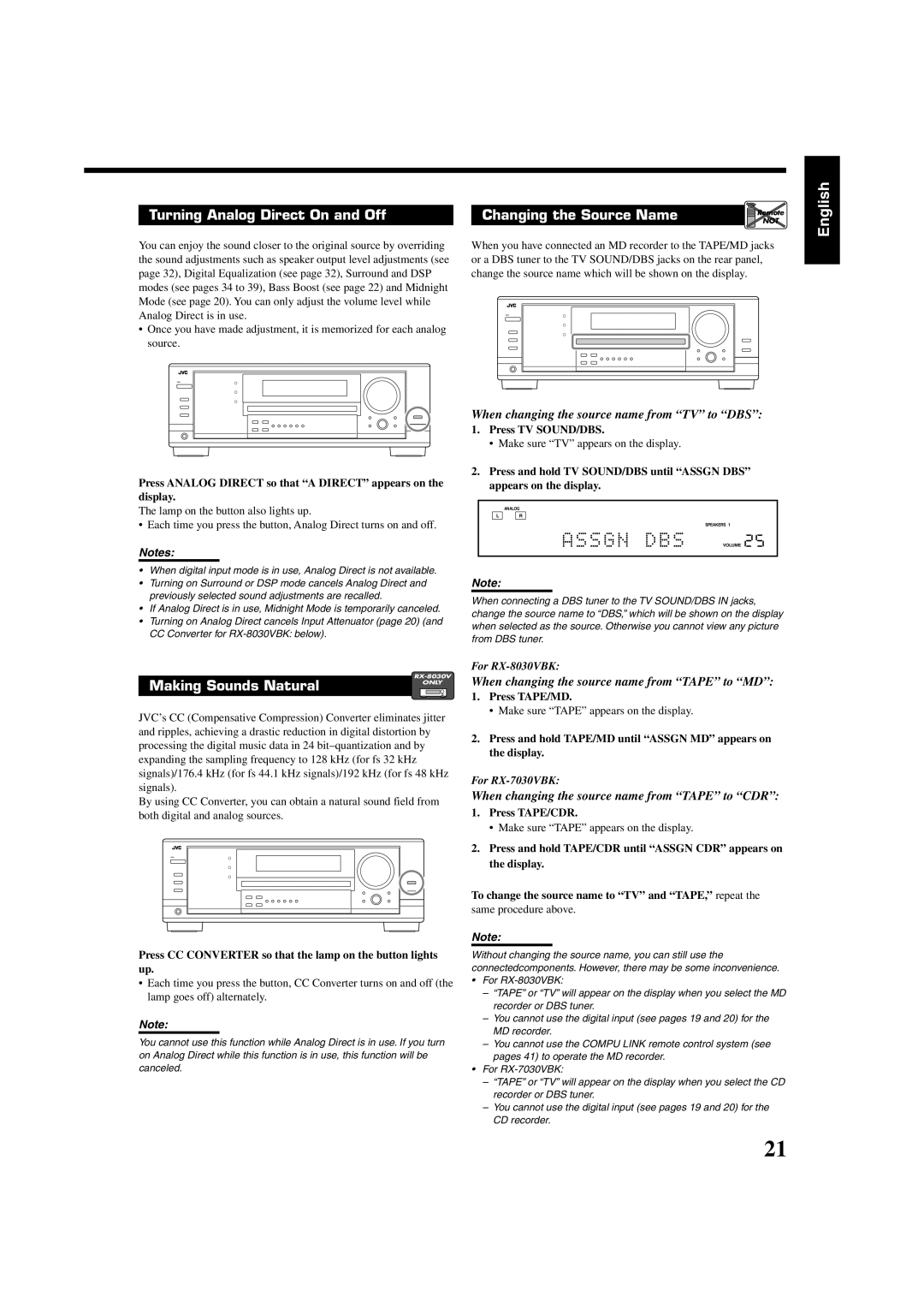 JVC RX-8030VBK manual For RX-7030VBK 