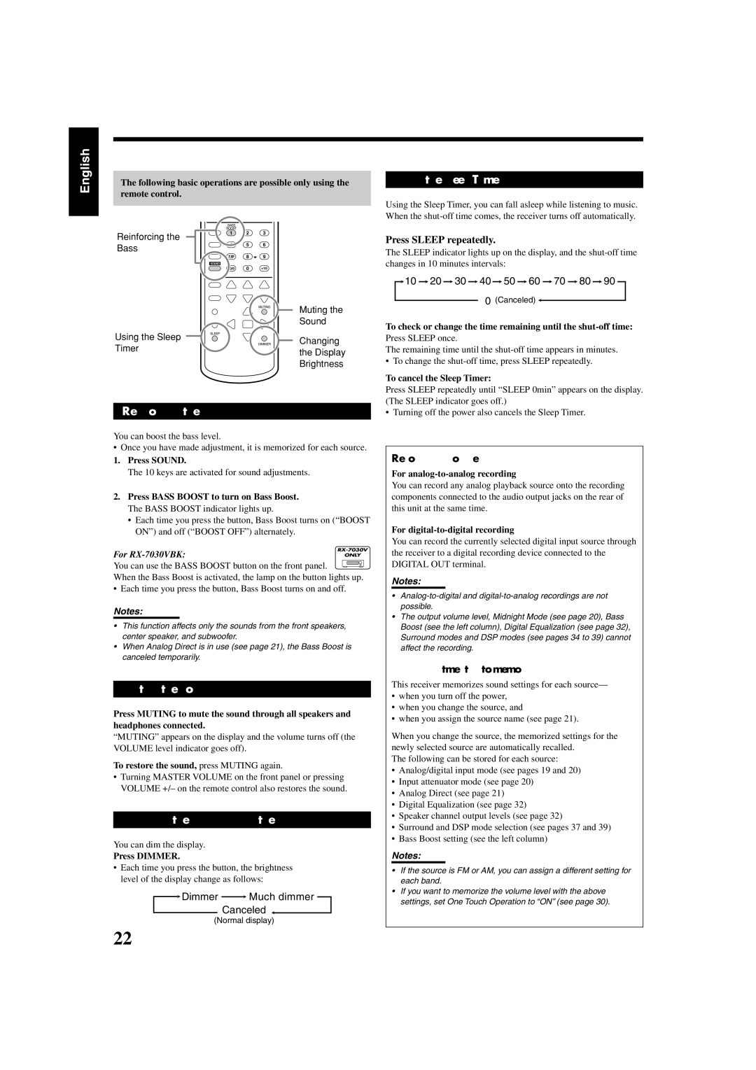 JVC RX-7030VBK, RX-8030VBK manual Brightness 