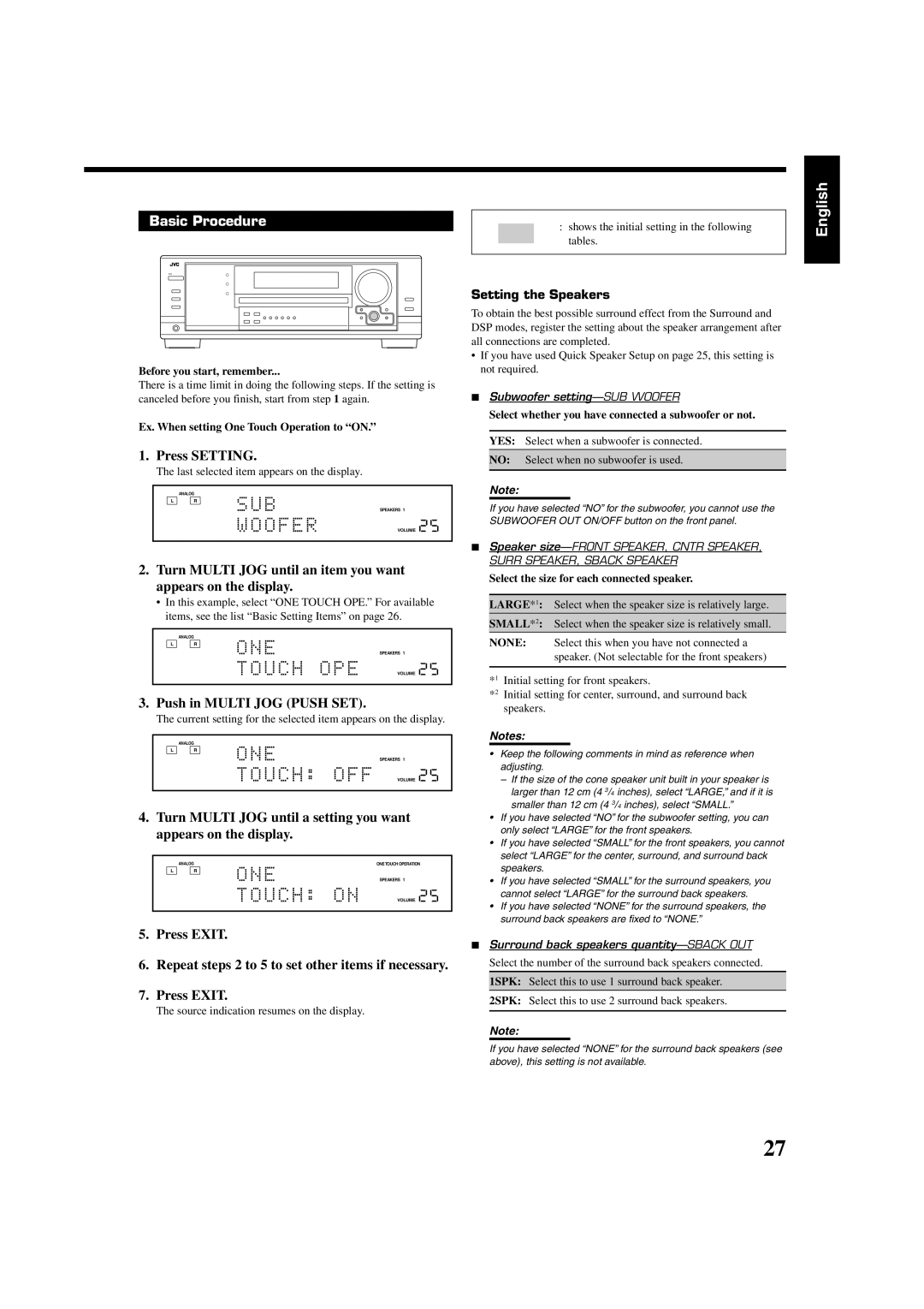 JVC RX-8030VBK, RX-7030VBK manual Basic Procedure 