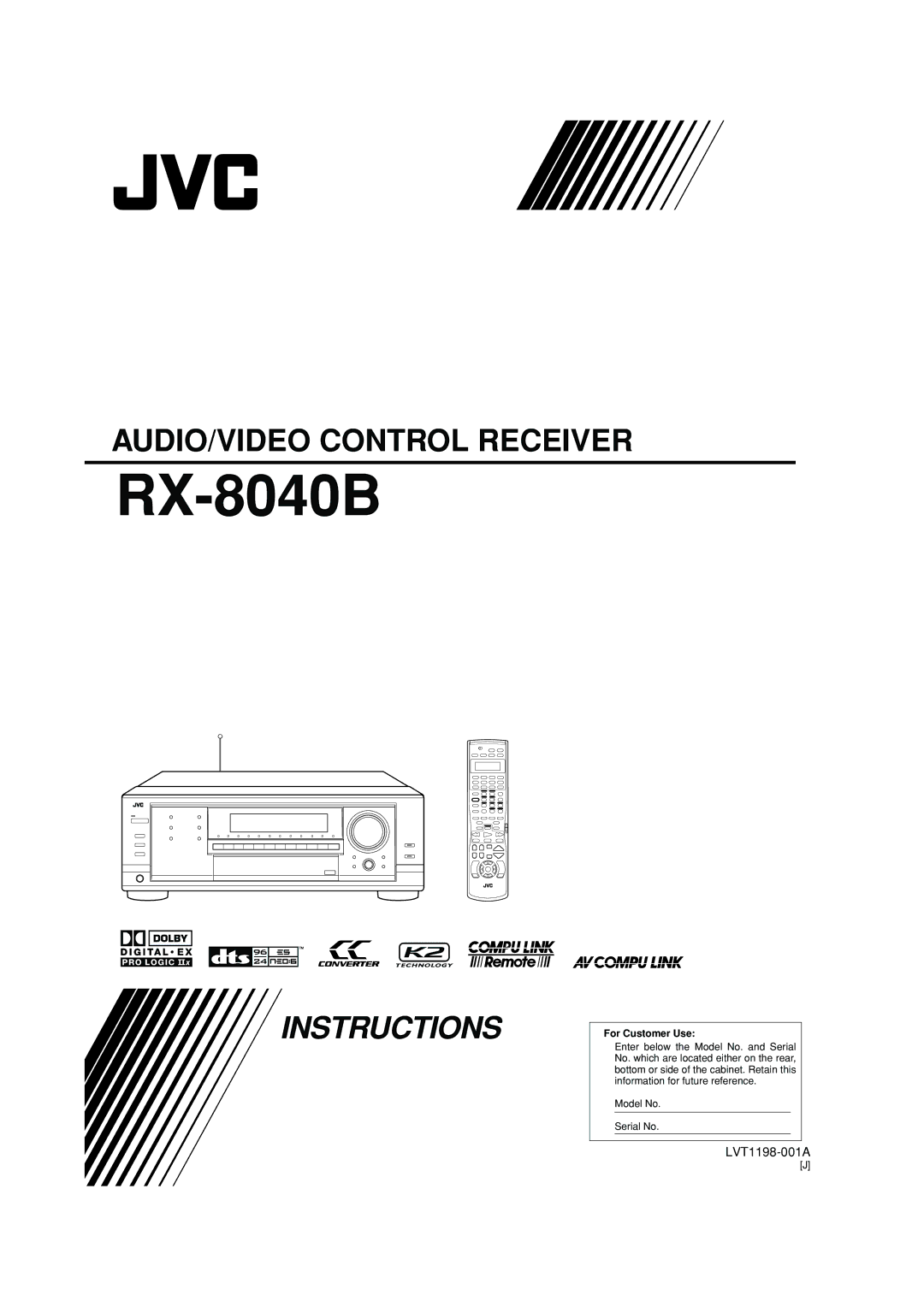 JVC RX-8040B manual 