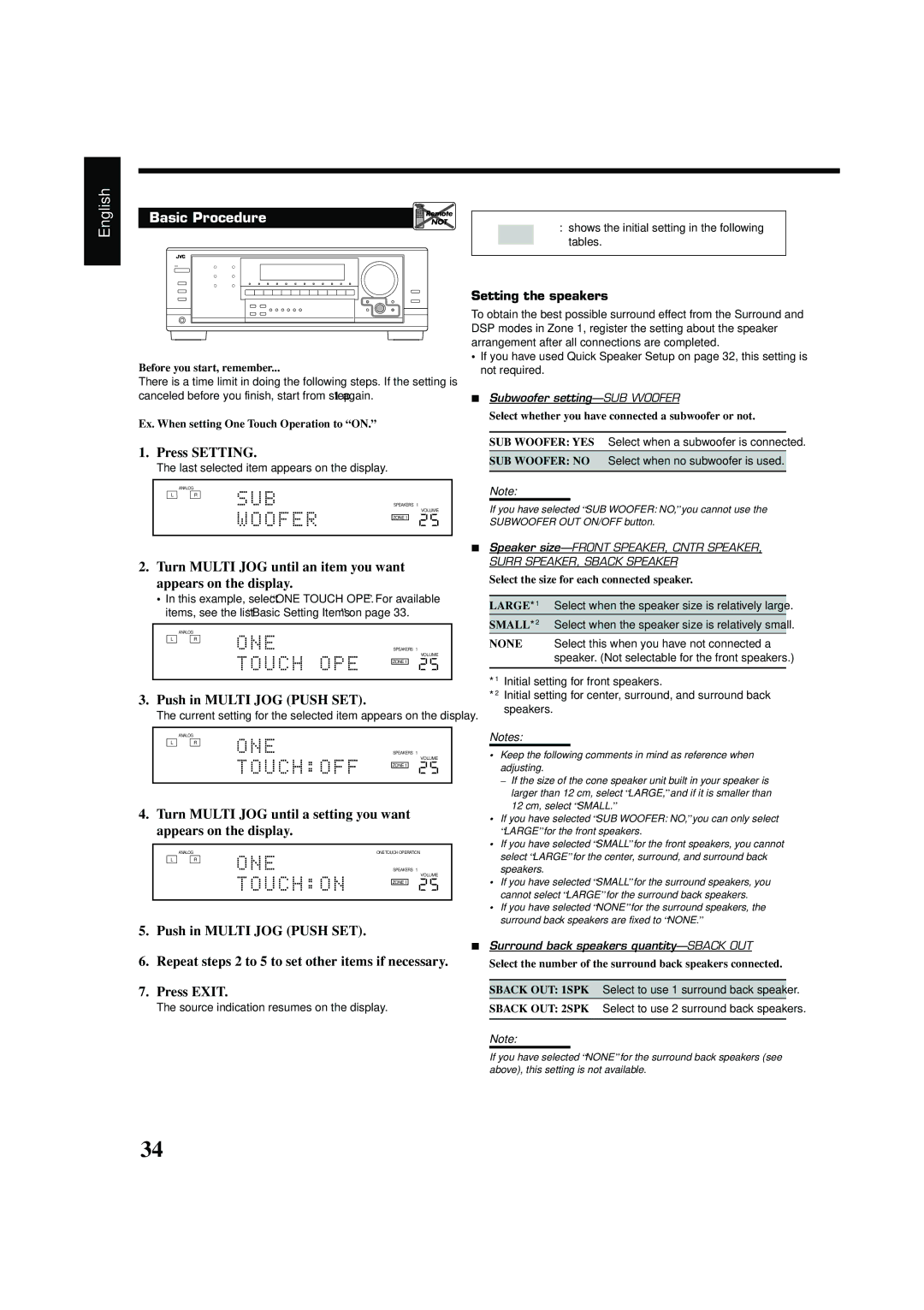 JVC RX-8040B manual Basic Procedure 