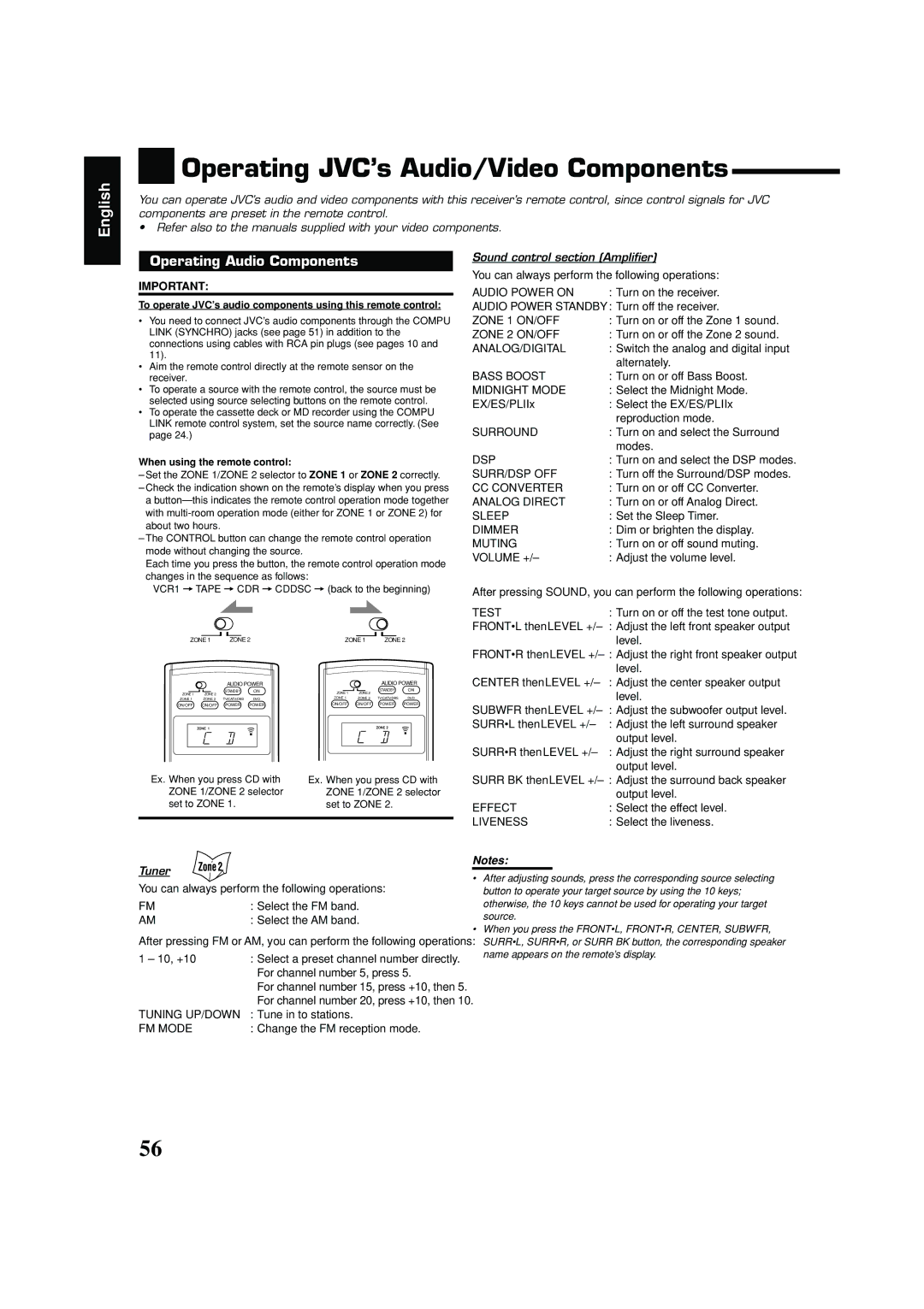 JVC RX-8040B manual Operating JVC’s Audio/Video Components 