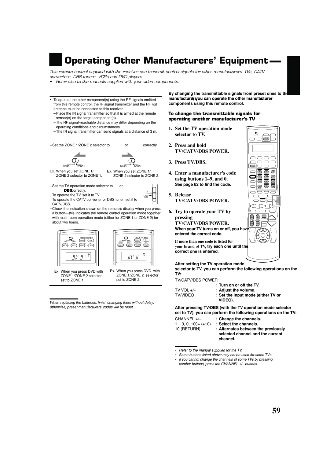 JVC RX-8040B manual Operating Other Manufacturers’ Equipment 