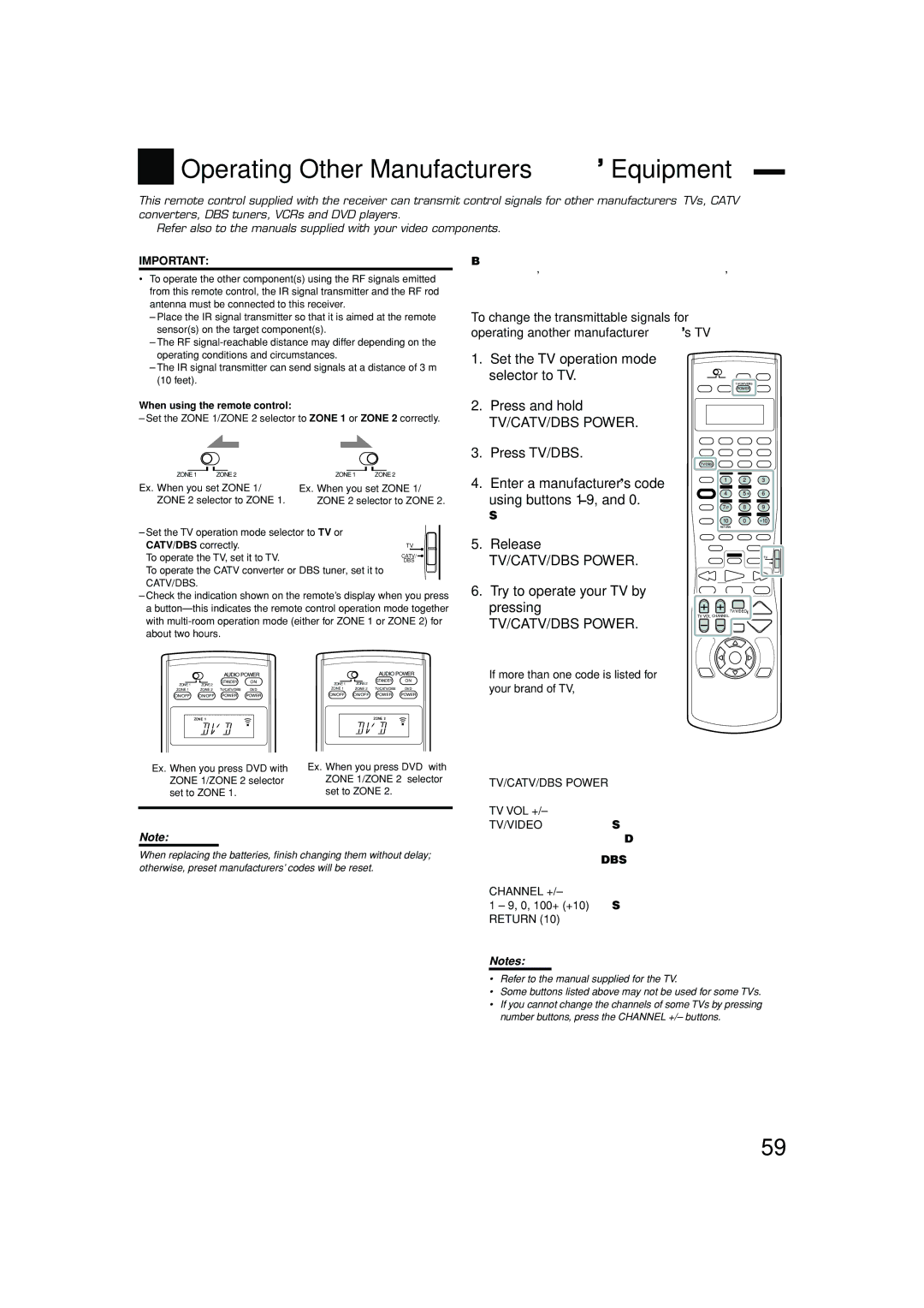 JVC RX-8040B manual Operating Other Manufacturers’ Equipment 