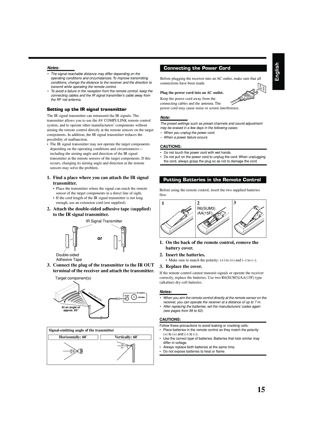 JVC RX-8040B manual Connecting the Power Cord 