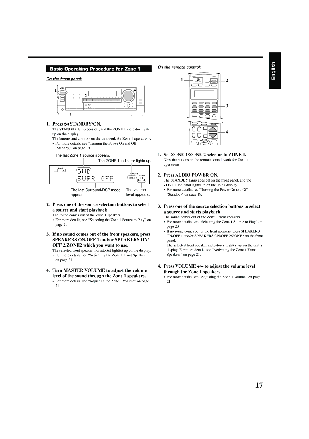 JVC RX-8040B manual Basic Operating Procedure for Zone 