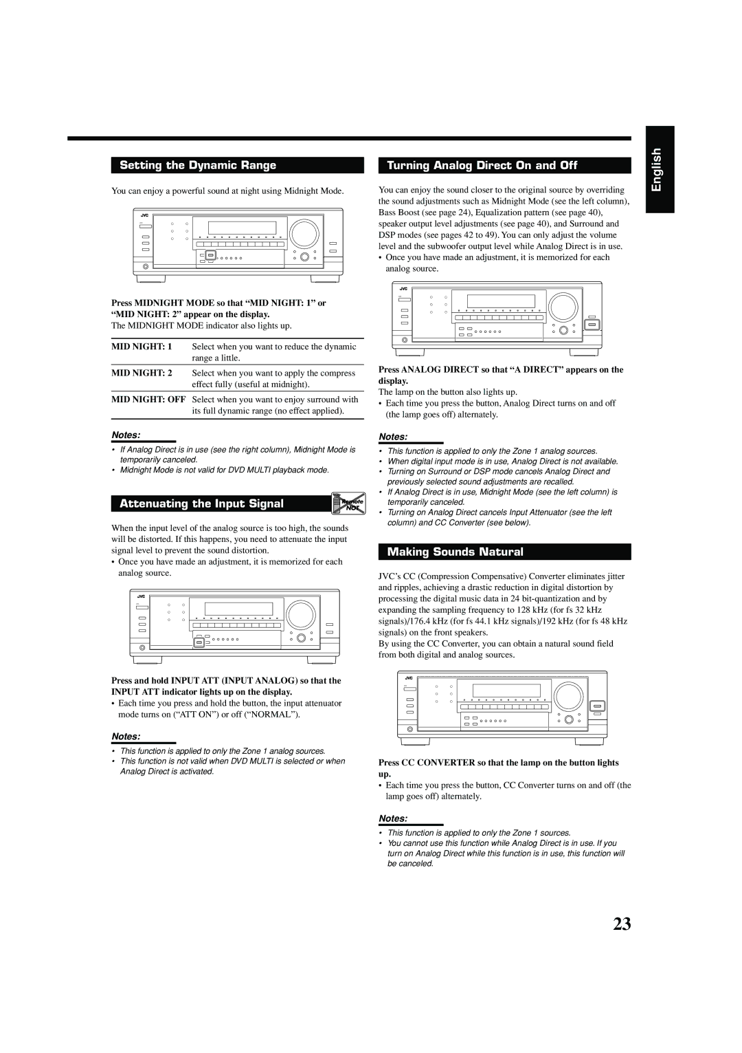 JVC RX-8040B manual Attenuating the Input Signal 