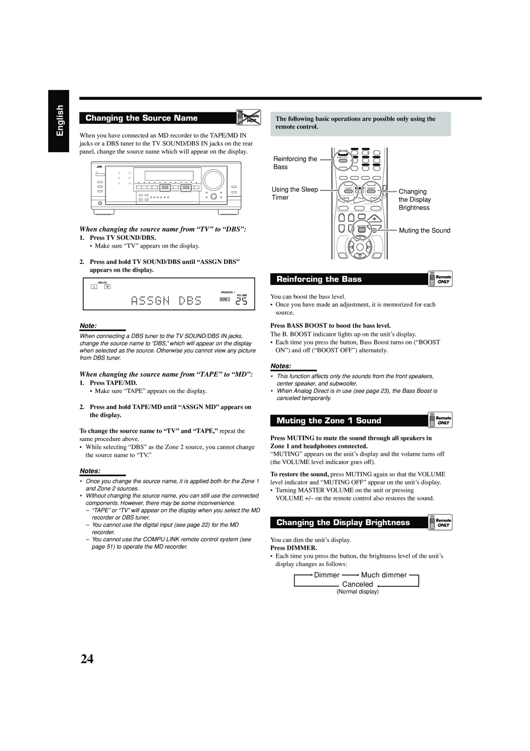 JVC RX-8040B manual Changing the Source Name 