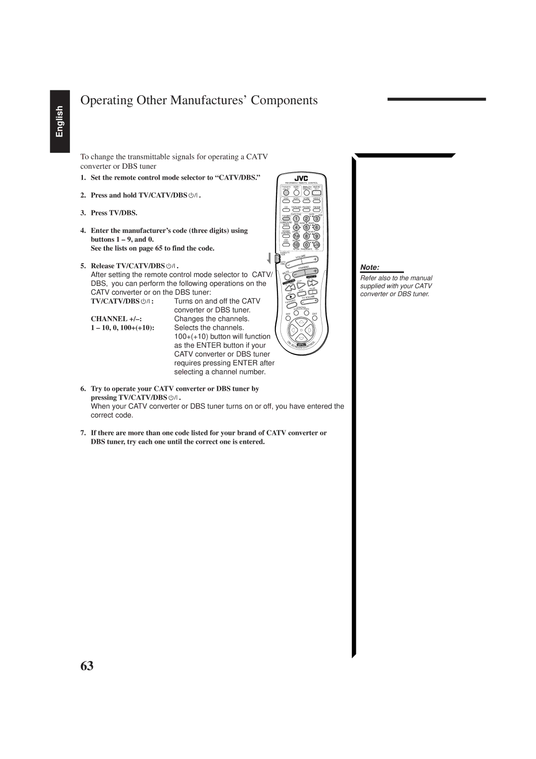 JVC RX-884PBK manual Operating Other Manufactures’ Components, 10, 0, 100++10 