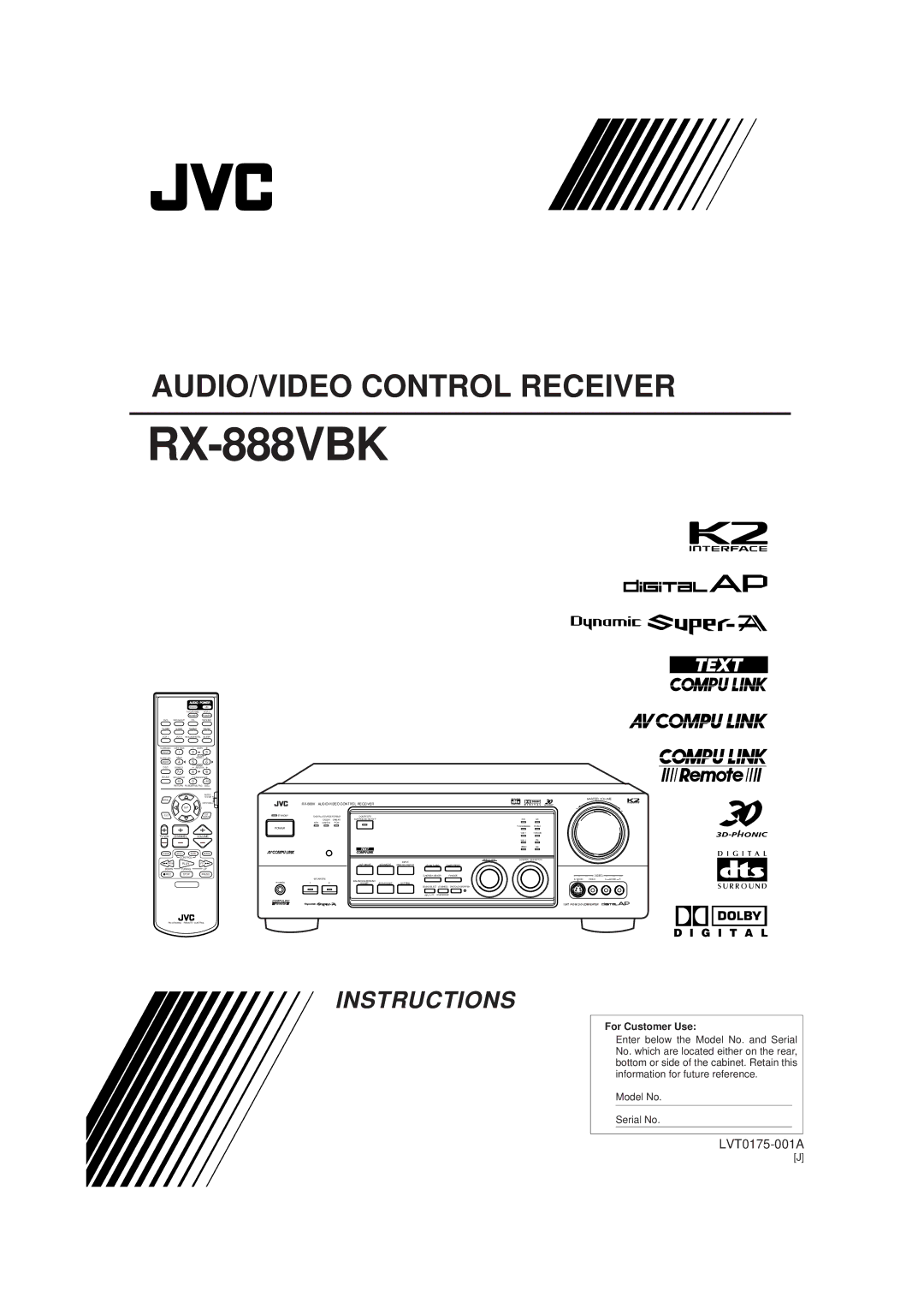 JVC RX-888VBK manual 