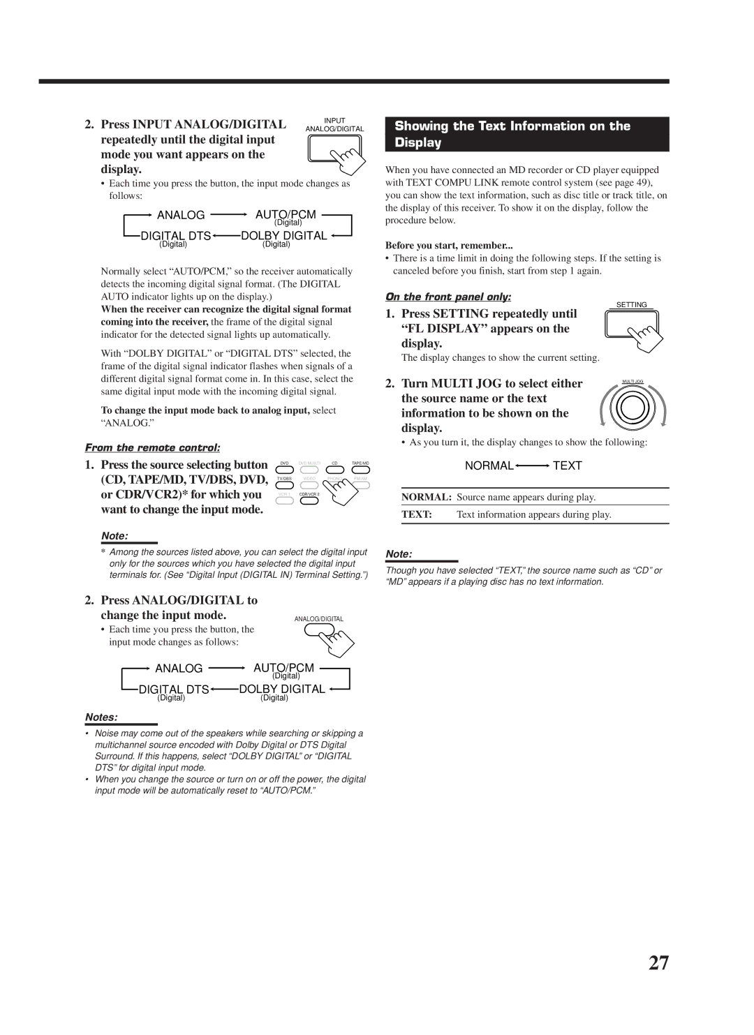 JVC RX-9000VBK manual Showing the Text Information on Display 