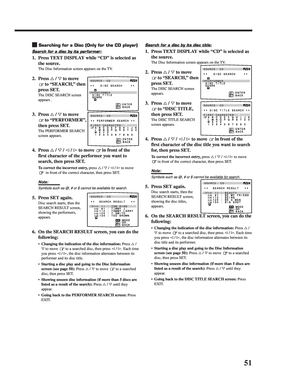 JVC RX-9000VBK manual Press %/ Þto move to “SEARCH,” then press SET 