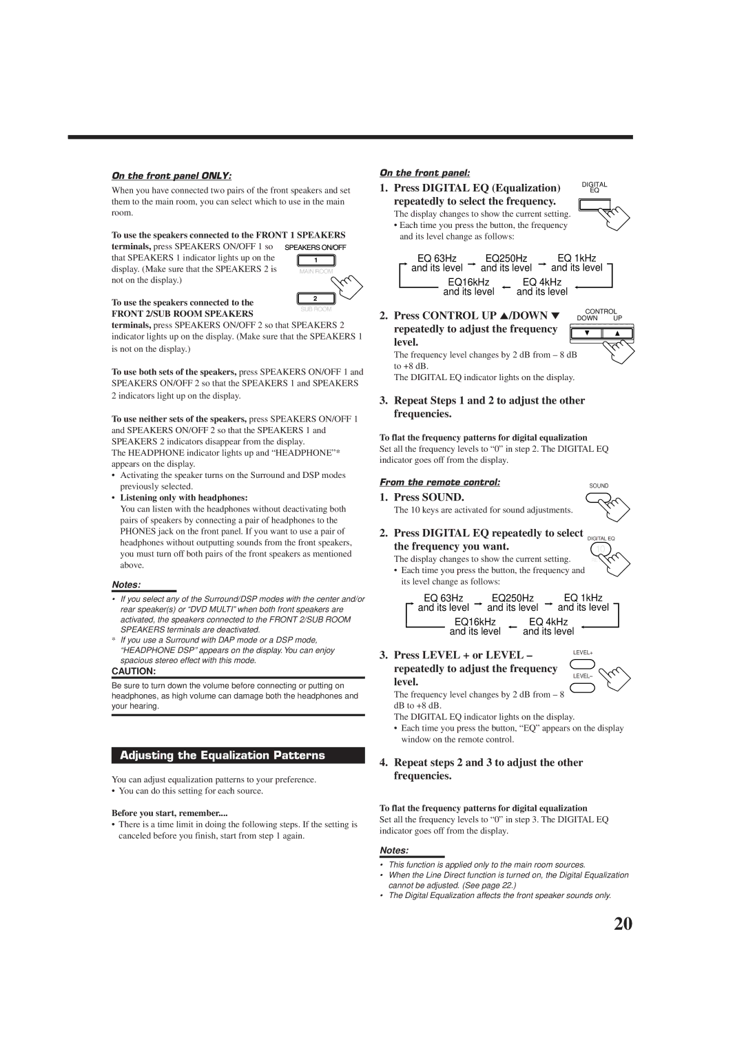 JVC RX-9010VBK manual Adjusting the Equalization Patterns 