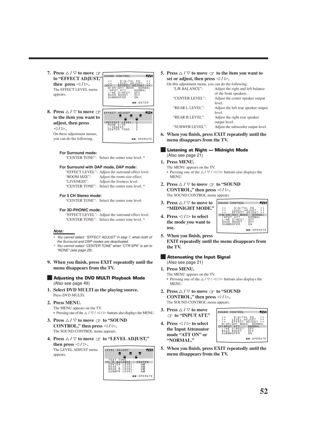 JVC RX-9010VBK manual Select DVD Multi as the playing source, Press %/ Þto move to, Mode you want to 