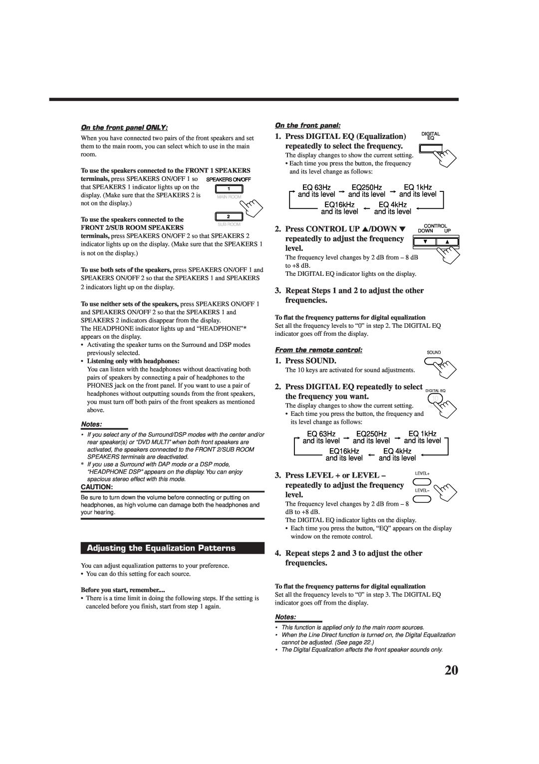 JVC RX-9010VBK manual Adjusting the Equalization Patterns 