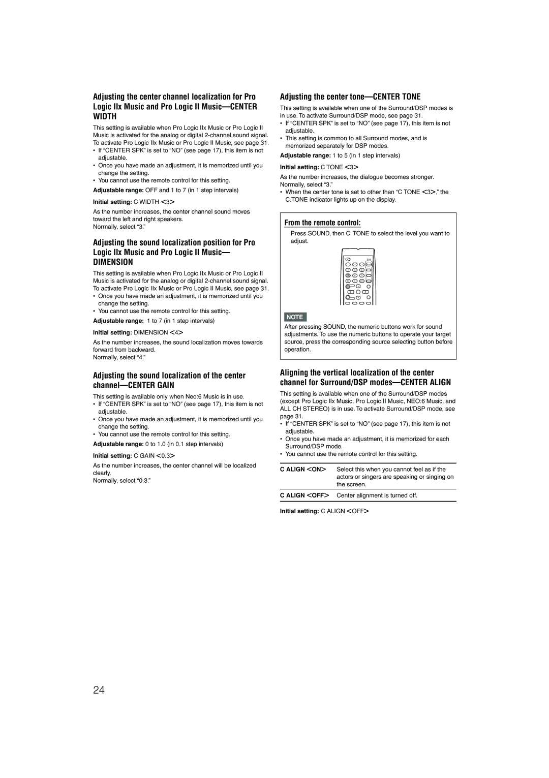 JVC RX-D201S, RX-D202B manual Adjusting the center tone-CENTER Tone 