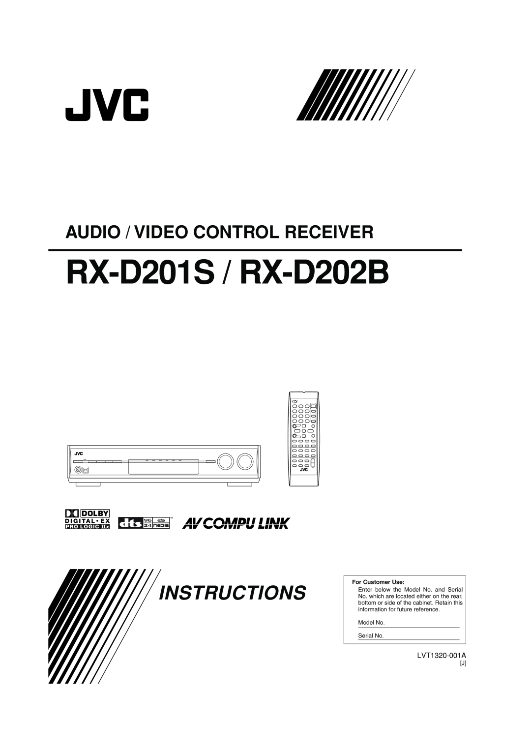 JVC manual RX-D201S / RX-D202B, Instructions, Audio / Video Control Receiver 