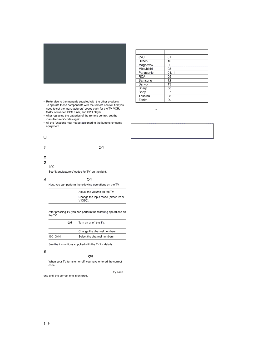 JVC RX-D206B, RX-D205S manual Operating other manufacturers’ products, Changing the transmittable signals for operating a TV 