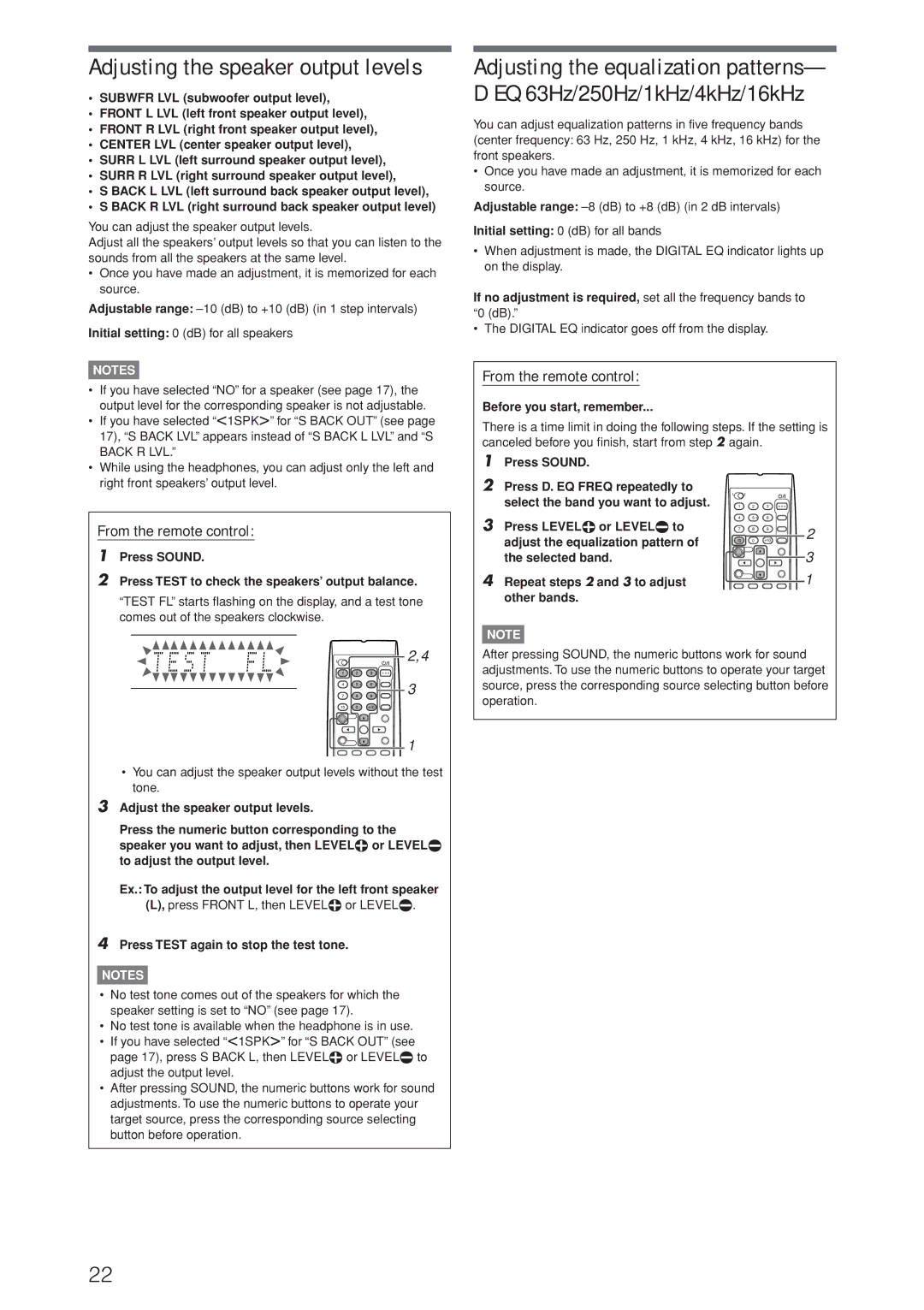 JVC RX-D206B, RX-D205S manual Press Sound, Press Test again to stop the test tone 